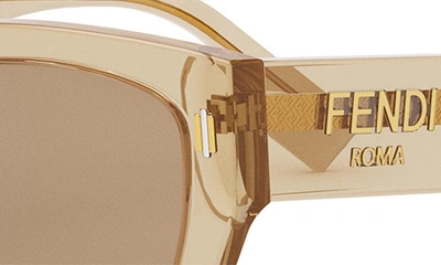 Shop Fendi Roma Rectangular Sunglasses In Shiny Beige / Brown