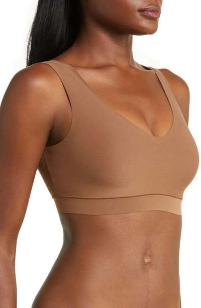 Shop Chantelle Lingerie Soft Stretch Padded V-neck Bralette In Cocoa