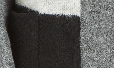Max Studio Stripe Long Sweater Coat In Black/ Charcoal/ Grey