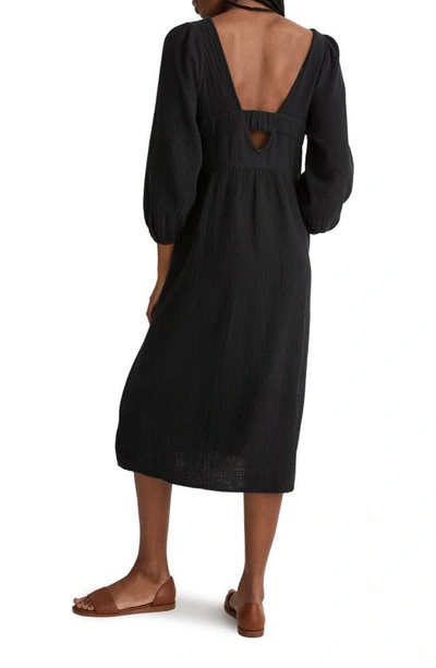 Madewell Lightspun V-neck Midi Dress In True Black