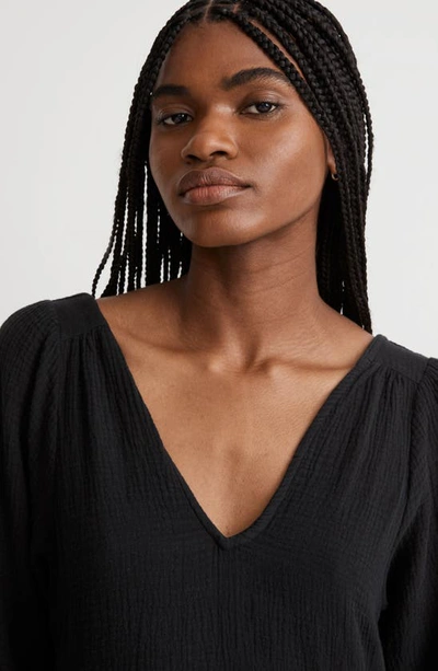 Madewell Lightspun V-neck Midi Dress In True Black