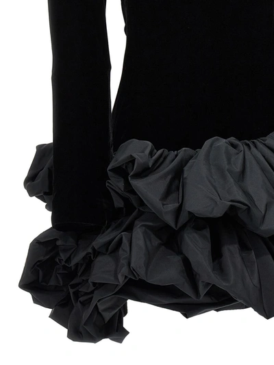 Shop Alexandre Vauthier Flounced Velvet Dress In Black
