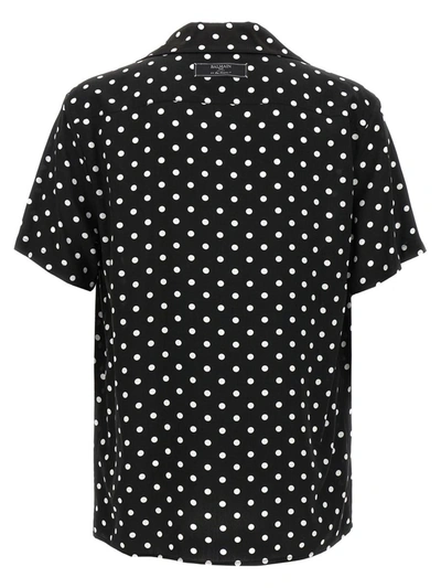 Shop Balmain Polka Dot Shirt In White/black