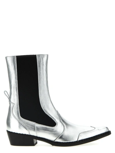 Shop By Far 'otis' Ankle Boots In Silver