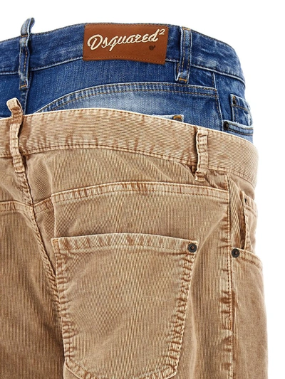 Dsquared2 Corduroy Dual Waistband Wide-leg Trousers In Beige