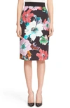 MILLY Floral Print Pencil Skirt