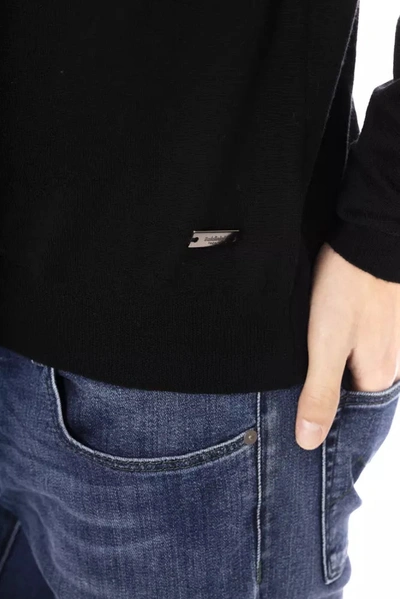 Shop Baldinini Trend Elegant Turtleneck Monogram Men's Sweater In Black