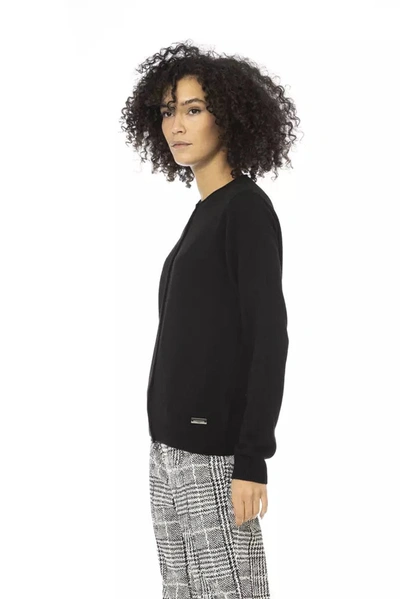 Shop Baldinini Trend Elegant Long Sleeve Monogram Women's Sweater In Black