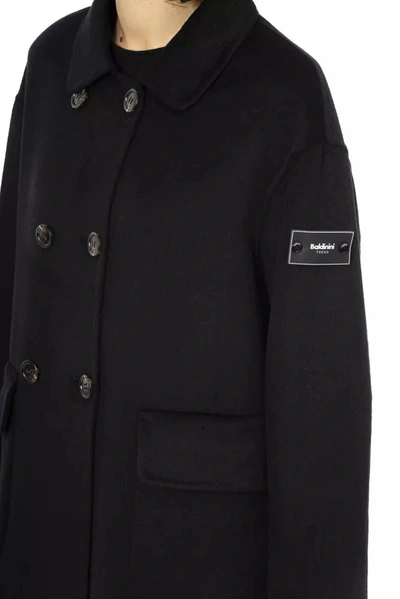 Shop Baldinini Trend Elegant Long Wool-blend Women's Coat In Black