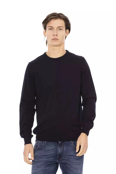 Shop Baldinini Trend Elegant Crewneck Blue Sweater - 100% Men's Fabric