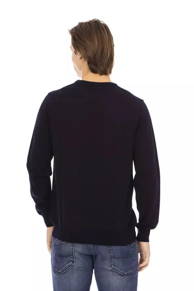 Shop Baldinini Trend Elegant Crewneck Blue Sweater - 100% Men's Fabric