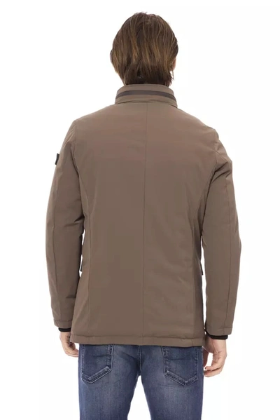 Shop Baldinini Trend Elegant Brown Zip-front Monogram Men's Jacket