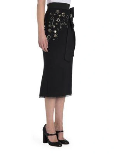 Shop Dolce & Gabbana Button Appliqué Bow Detail Skirt In Black