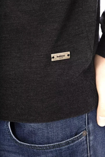 Shop Baldinini Trend Elegant Crewneck Monogram Men's Sweater In Gray
