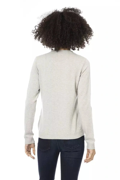 Shop Baldinini Trend Chic Gray Wool-blend Monogrammed Women's Sweater