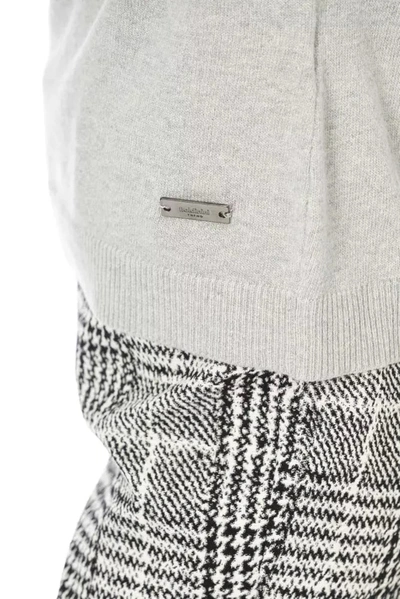 Shop Baldinini Trend Elegant Crew Neck Monogram Women's Sweater In Gray