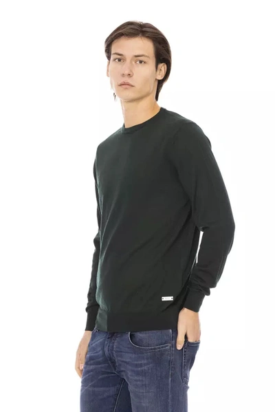 Shop Baldinini Trend Elegant Green Crewneck Monogram Men's Sweater