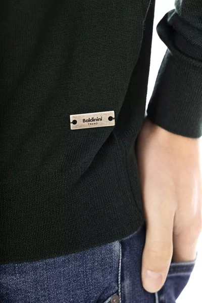 Shop Baldinini Trend Elegant Green Crewneck Monogram Men's Sweater