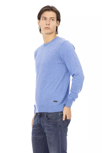 Shop Baldinini Trend Elegant Light Blue Crewneck Sweater For Men's Men