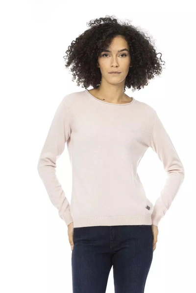Shop Baldinini Trend Chic Pink Crew Neck Wool-blend Women's Sweater