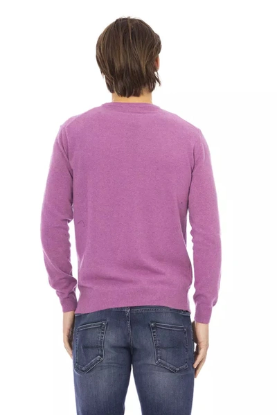 Shop Baldinini Trend Elegant Purple Wool-blend Crewneck Men's Sweater