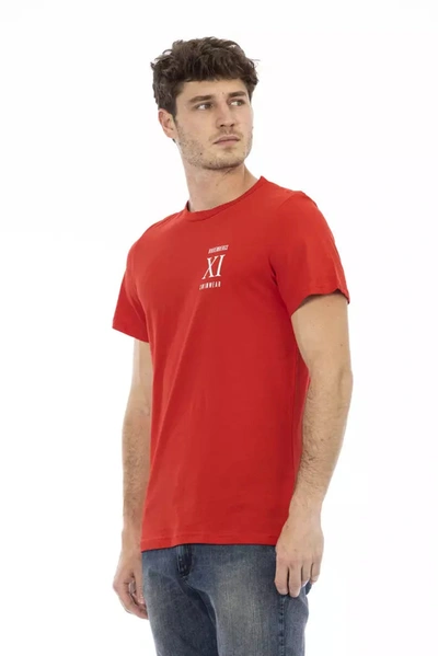 Shop Bikkembergs Chic Red Cotton Tee With Bold Front Men's Print
