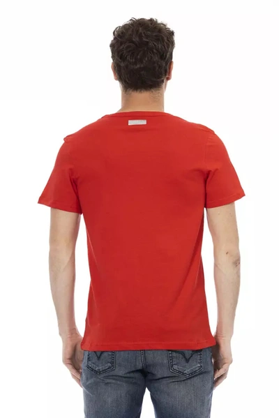 Shop Bikkembergs Chic Red Cotton Tee With Bold Front Men's Print