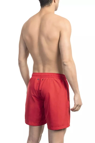 Shop Bikkembergs Chic Red Swim Shorts With Print Men's Detail