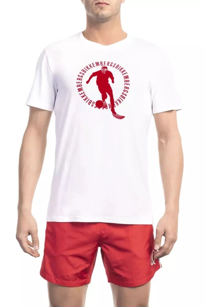 Shop Bikkembergs Chic White Front Print Tee With Back Logo Men's Detail