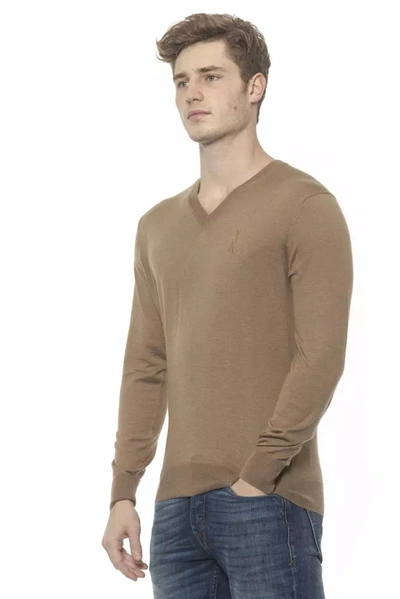 Shop Billionaire Italian Couture Elegant Beige V-neck Cashmere Sweater For Men's Men