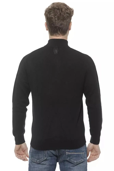 Shop Billionaire Italian Couture Elegant Men's Cashmere Zip Men's Cardigan In Black