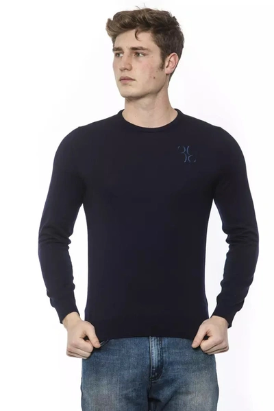 Shop Billionaire Italian Couture Elegant Merino Wool Crewneck Men's Sweater In Blue