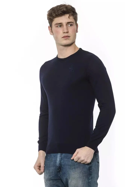 Shop Billionaire Italian Couture Elegant Merino Wool Crewneck Men's Sweater In Blue