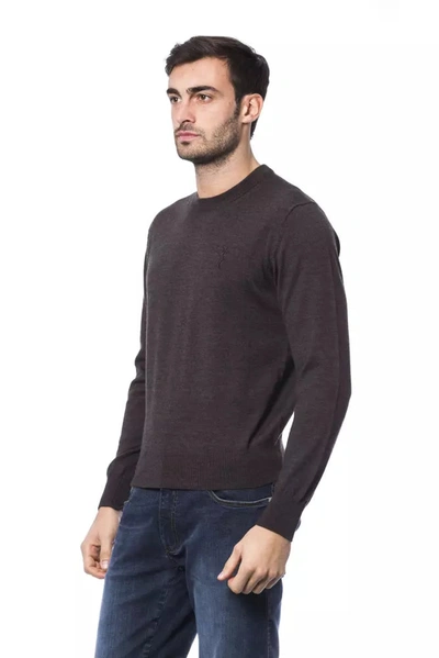 Shop Billionaire Italian Couture Elegant Embroidered Merino Wool Men's Sweater In Brown