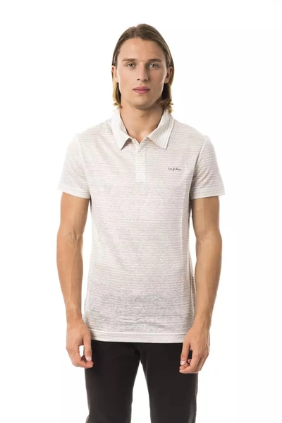 Shop Byblos Chic Beige Striped Linen Polo Men's Shirt