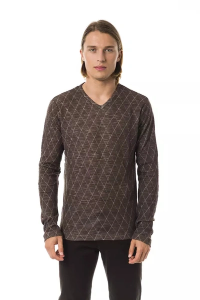 Shop Byblos Classic V-neck Patterned Sweater In Earthy Men's Brown