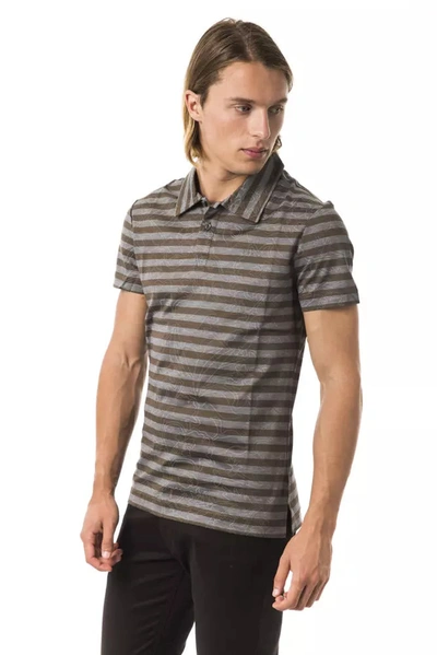 Shop Byblos Elegant Striped Short Sleeve Polo Men's Shirt In Gray