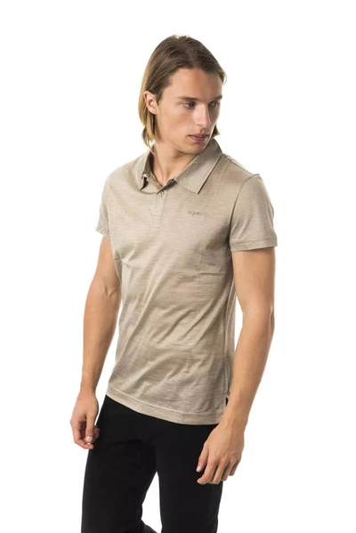 Shop Byblos Elegant Striped Embroidered Polo Men's Shirt In Gray
