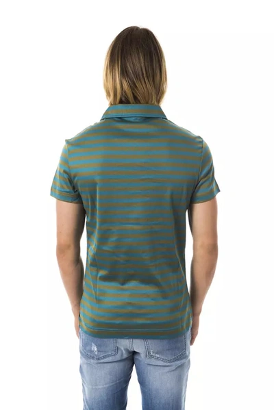 Shop Byblos Elegant Green Striped Cotton Polo Men's Shirt