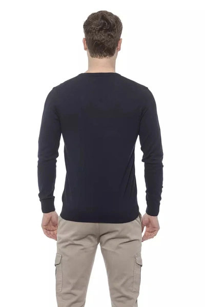 Shop Conte Of Florence Elegant V-neck Cotton Sweater For Men's Men In Blue
