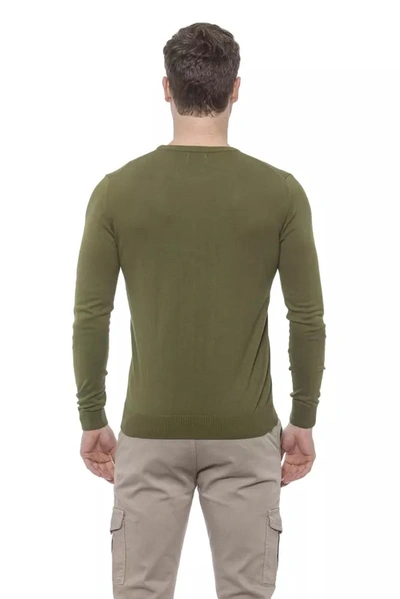 Shop Conte Of Florence Emerald Crewneck Cotton Sweater For Men's Men In Green