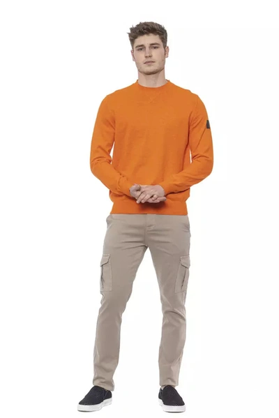 Shop Conte Of Florence Elegant Crewneck Cotton Sweater In Men's Orange
