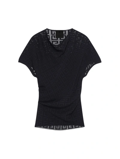 Shop Givenchy Draped Top In 4g Jacquard In Black