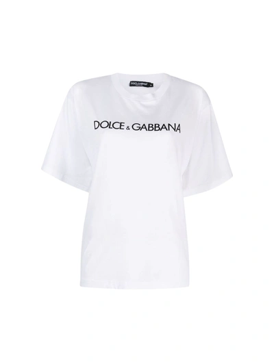 Shop Dolce & Gabbana Logo-print Cotton T-shirt In White