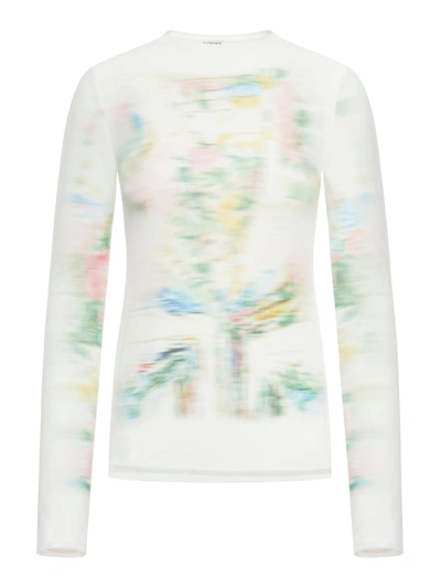 Shop Loewe Long Sleeve Top In Mesh In White