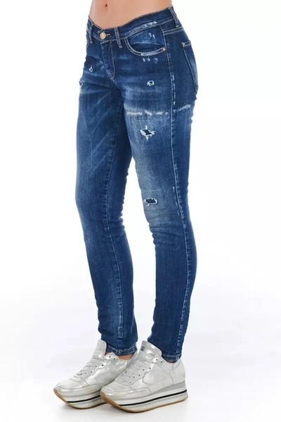Shop Frankie Morello Chic Worn Wash Skinny Denim Women's Jeans In Blue