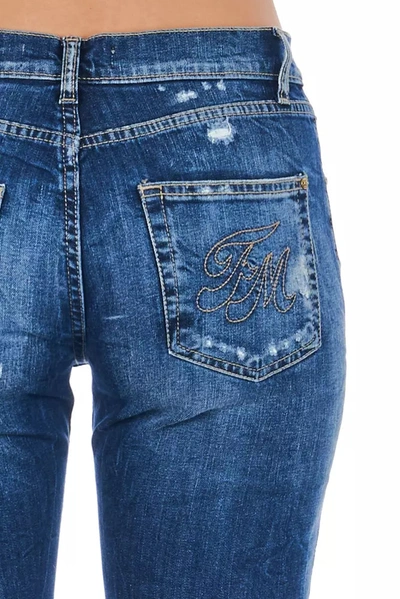 Shop Frankie Morello Chic Worn Wash Denim Women's Jeans In Blue