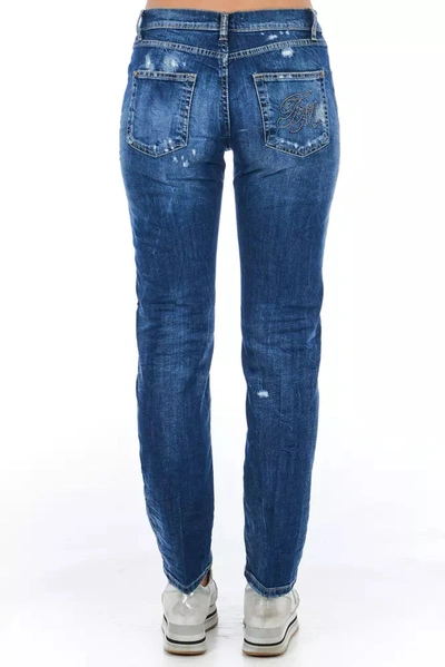Shop Frankie Morello Chic Worn Wash Denim Women's Jeans In Blue