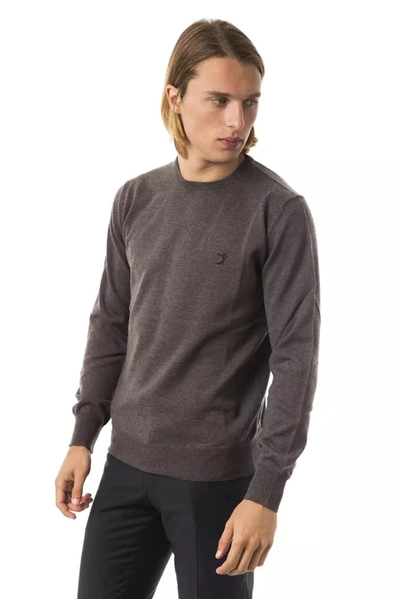 Shop Uominitaliani Elegant Gray Merino Wool Crew Neck Men's Sweater