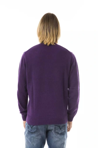 Shop Uominitaliani Exquisite Embroidered Wool-cashmere Men's Sweater In Purple
